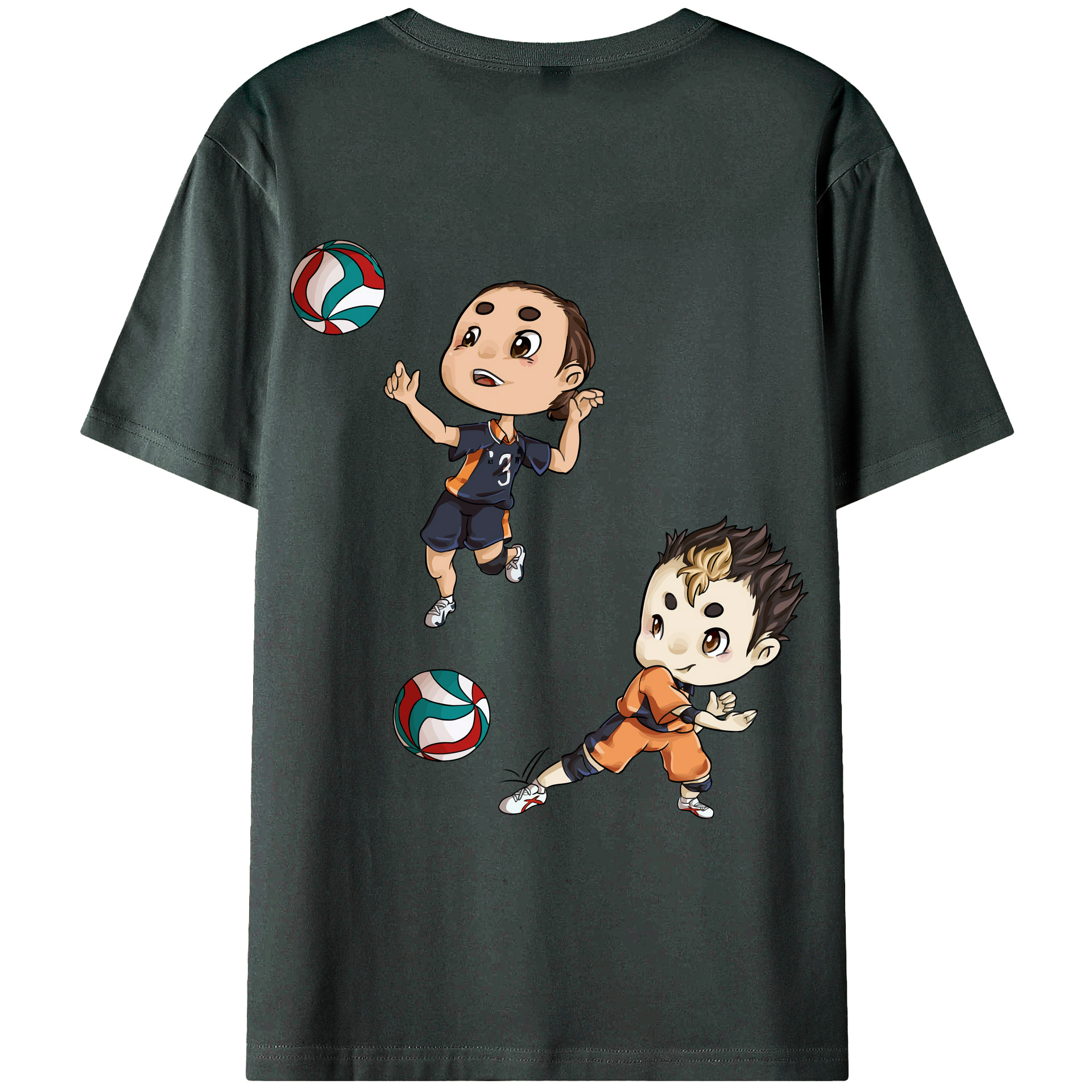 （画像用） ハイキュー!! Haikyu!! 綿100％ メンズ半袖Tシャツ（バックプリント） 通気性